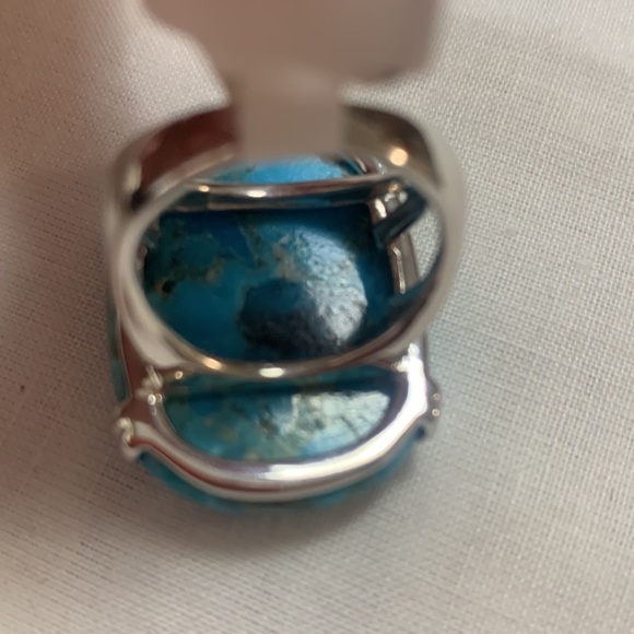 NWT JTV SW STYLE 30x22MM RECTANGULAR CUSHION TURQUOISE STERLING SILVER RING - Picture 4 of 8